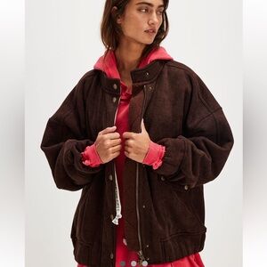 Free People Aviator Sweatshirt [Jacket] in French Roast